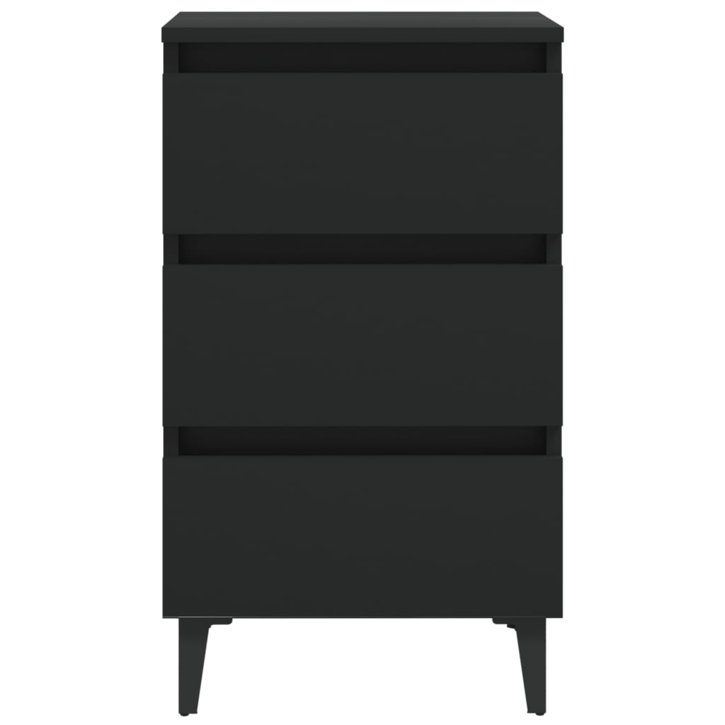 vidaXL Нощно шкафче с метални крака, черно, 40x35x69 см