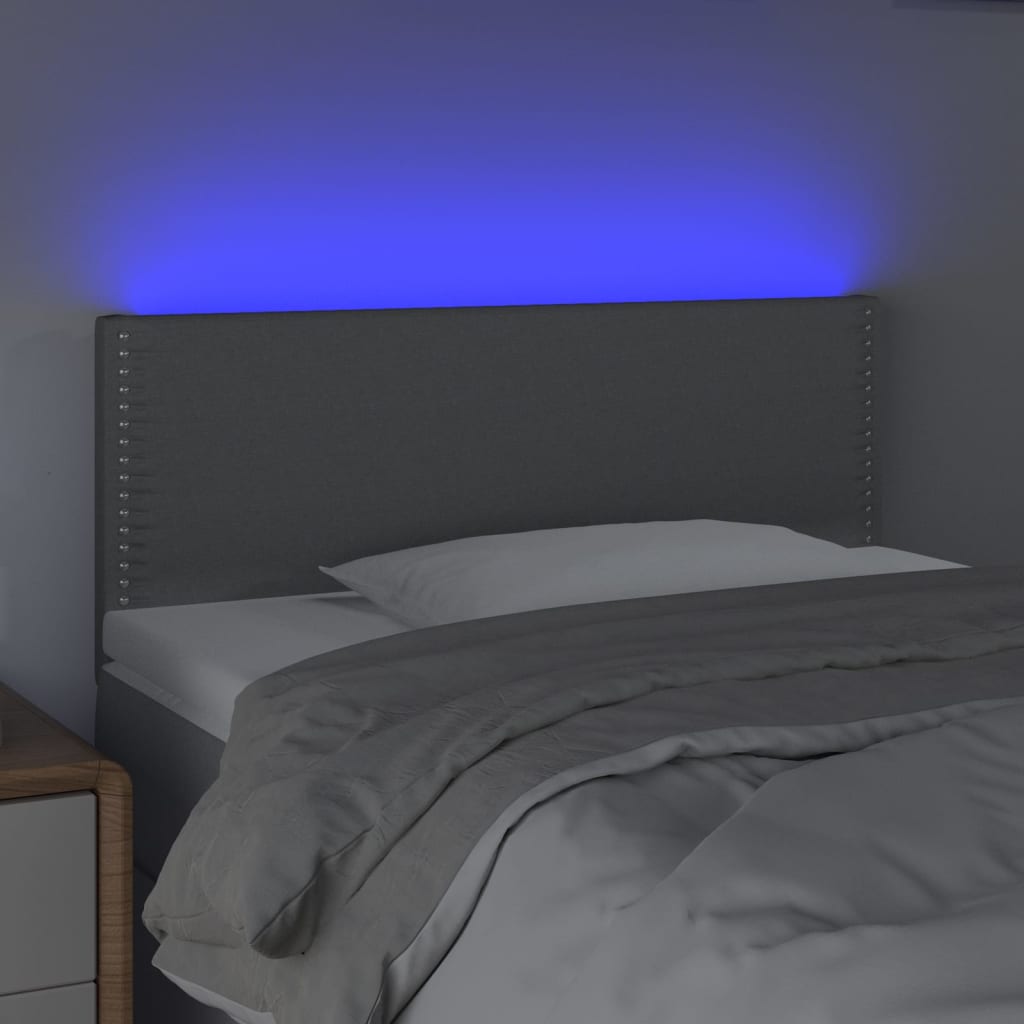vidaXL LED горна табла за легло, светлосива, 80x5x78/88 см, плат