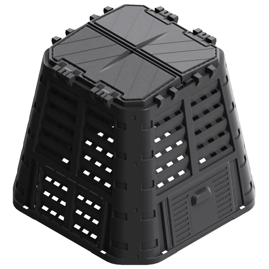 vidaXL Градински компостер, черен, 93,3x93,3x80 см, 480 л