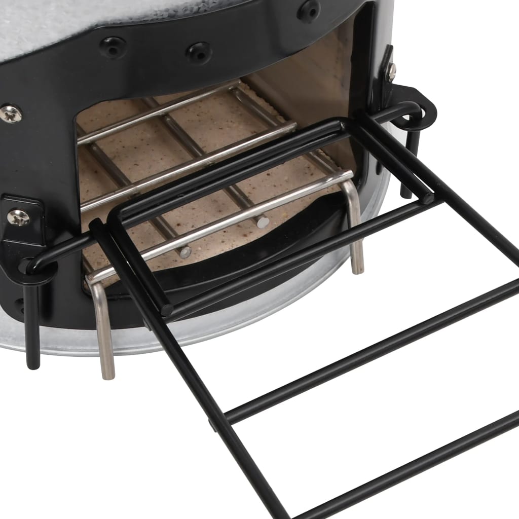 vidaXL Къмпинг печка на дърва, сребриста, 45x25x26 см стомана