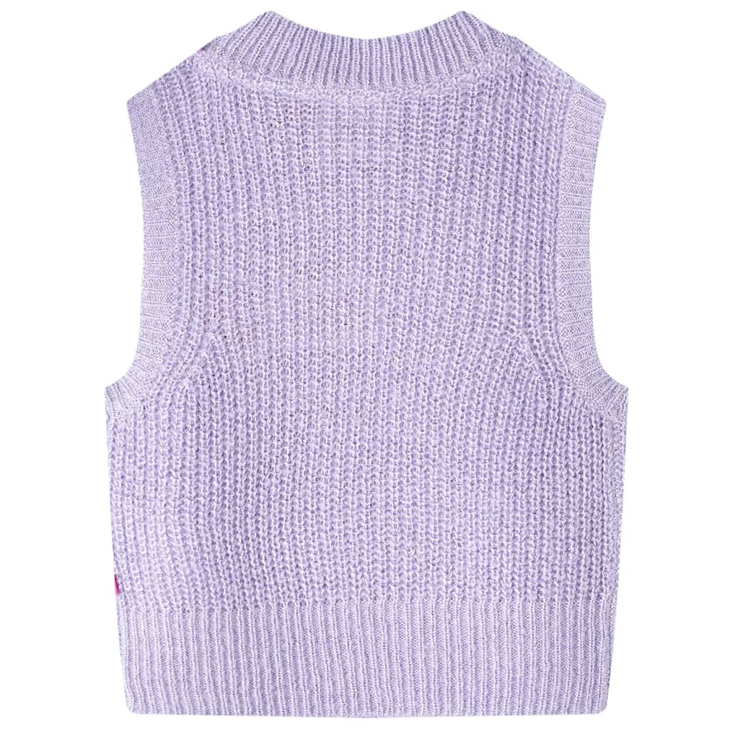 Детски пуловер елек, плетен, светлолилав, 92