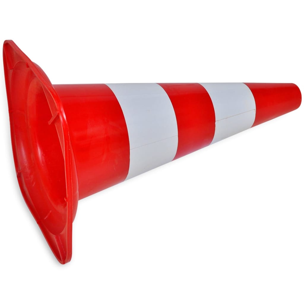 Червено-бели светлоотразителни конуси за улично движение, 50 см