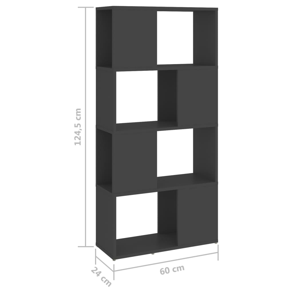 vidaXL Библиотека/разделител за стая, сива, 60x24x124,5 см, ПДЧ
