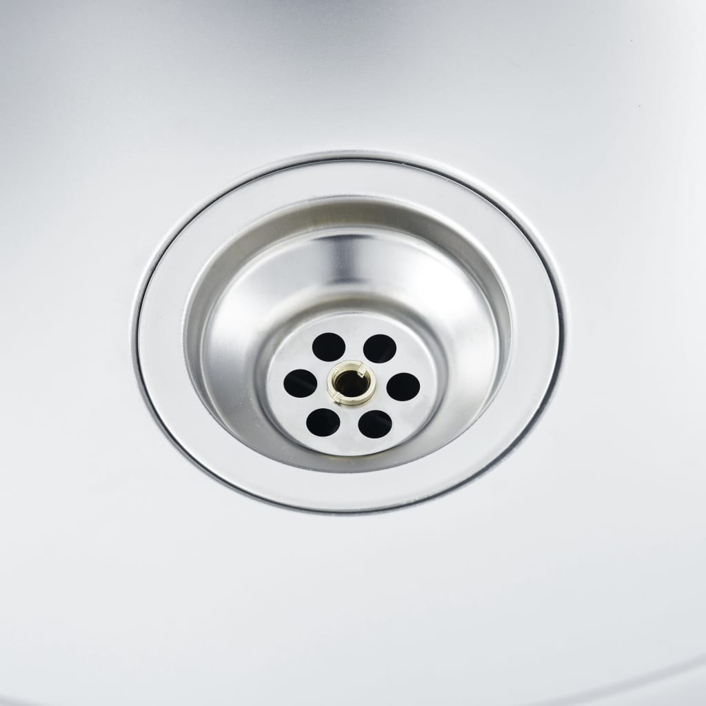 vidaXL Кухненска мивка с отцедник, сребриста, 500x600x155 мм, инокс