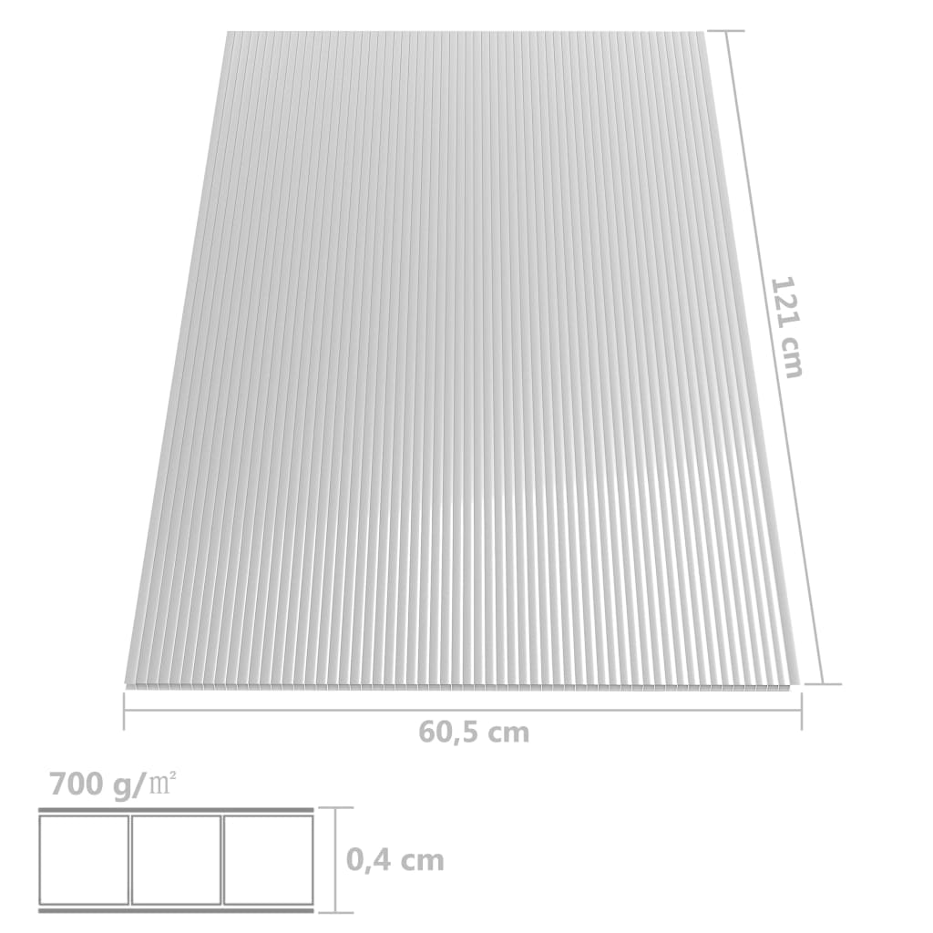 vidaXL Поликарбонатни листи, 14 бр, 4 мм, 121х60 см