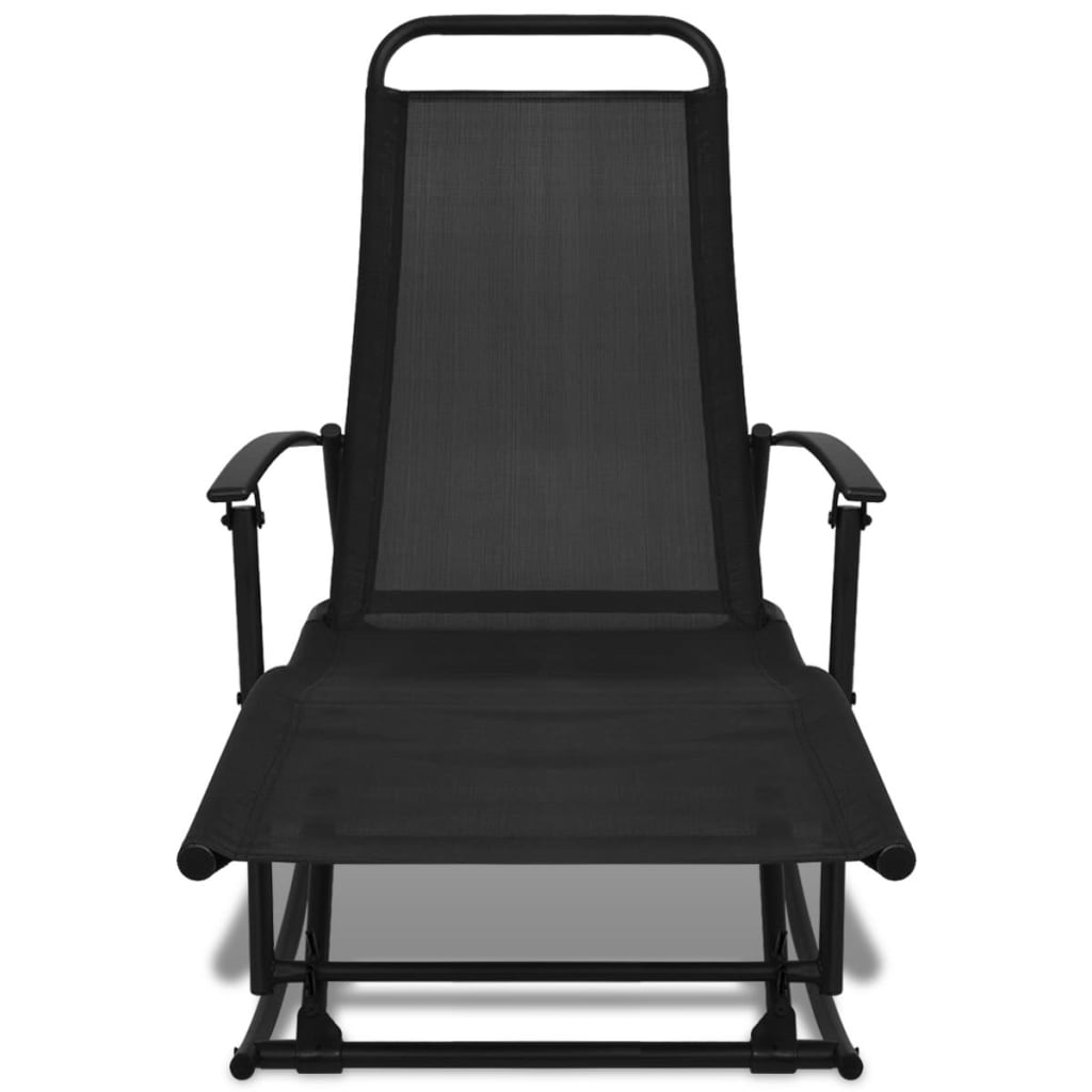 vidaXL Градински люлеещ се стол, стомана и textilene, черен
