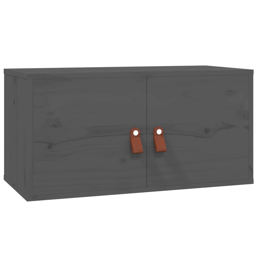 vidaXL Стенен шкаф, сив, 60x30x30 см, борово дърво масив