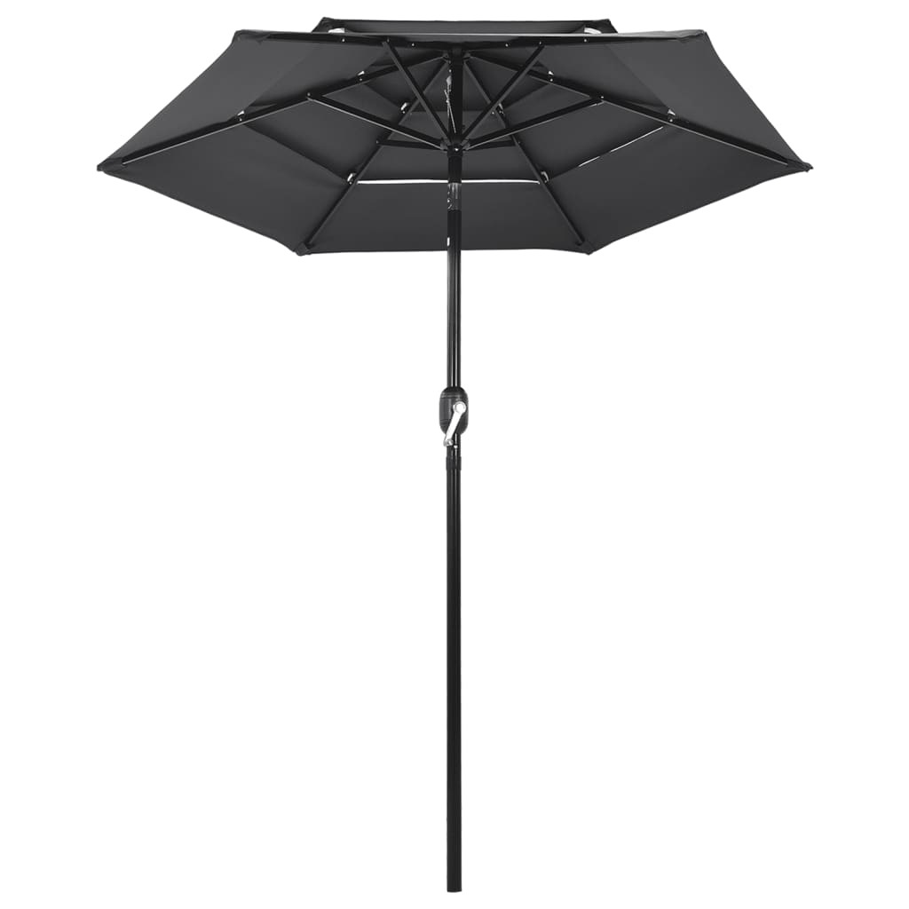 vidaXL Градински чадър на 3 нива с алуминиев прът, антрацит, 2 м
