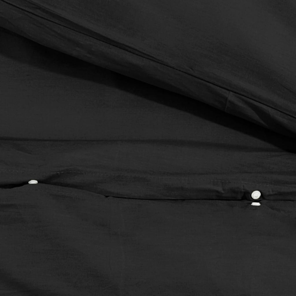 vidaXL Комплект спално бельо, черно, 200x220 см, памук