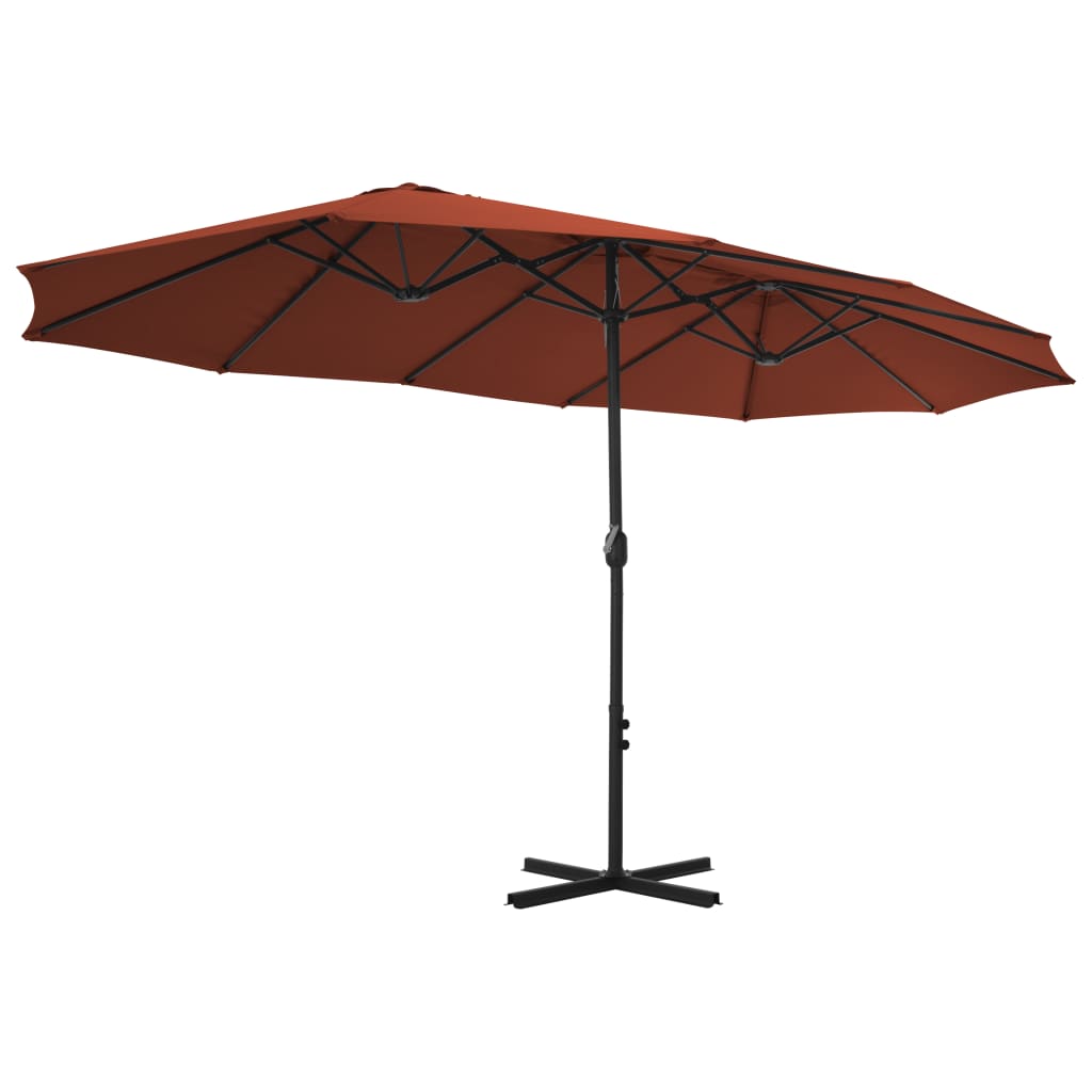 vidaXL Градински чадър с алуминиев прът, 460x270 см, керемиден