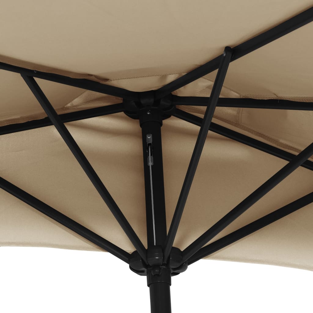 vidaXL Балконски чадър с алуминиев прът, таупе, 300x155 см, половин