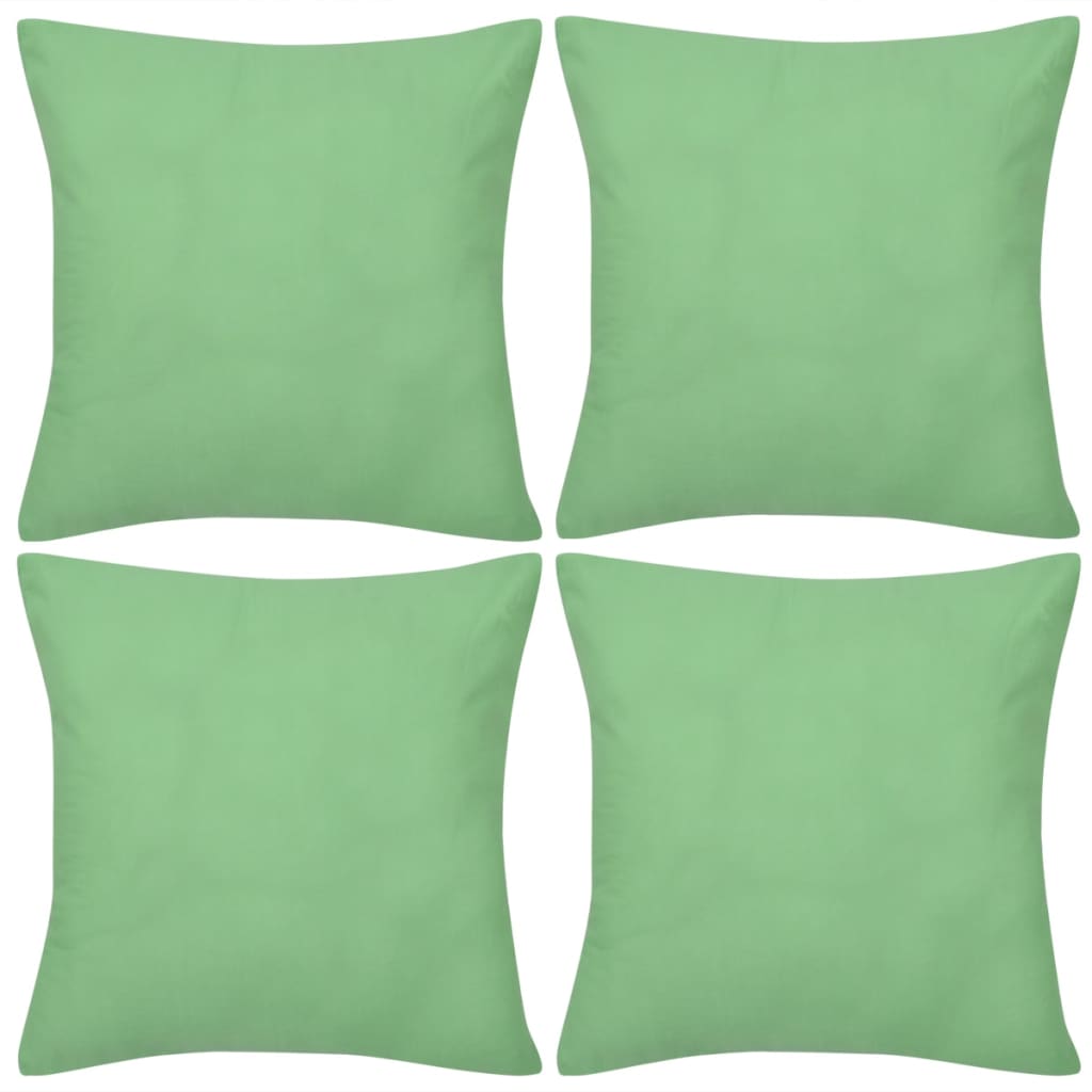 vidaXL Калъфки за възглавници 4 бр, памук, 40 x 40 см, ябълково зелено