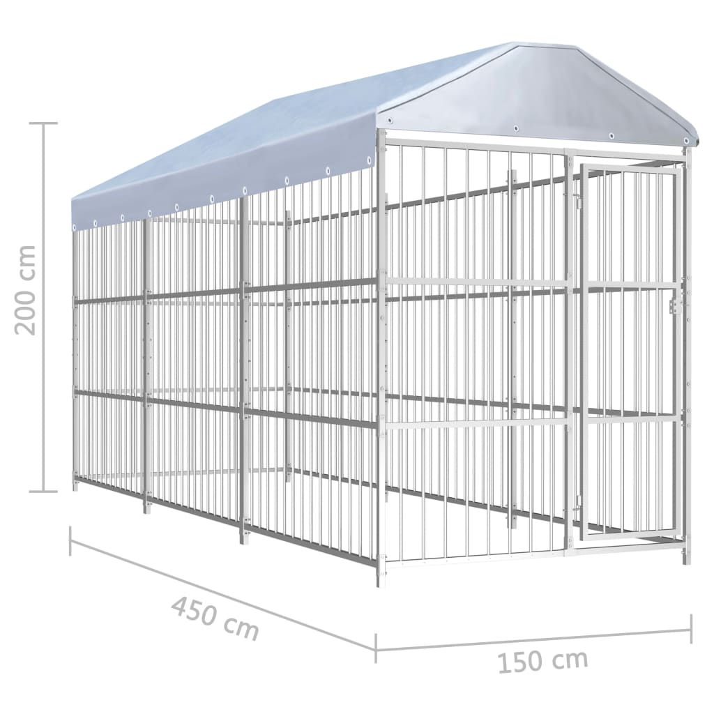 vidaXL Външна клетка за кучета с покрив, 450x150x200 см