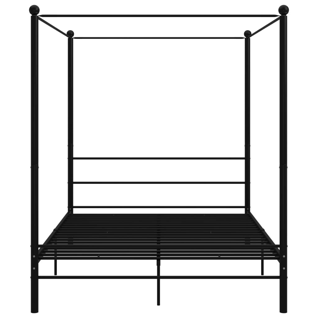 vidaXL Рамка за легло с балдахин, черна, метал, 160x200 см