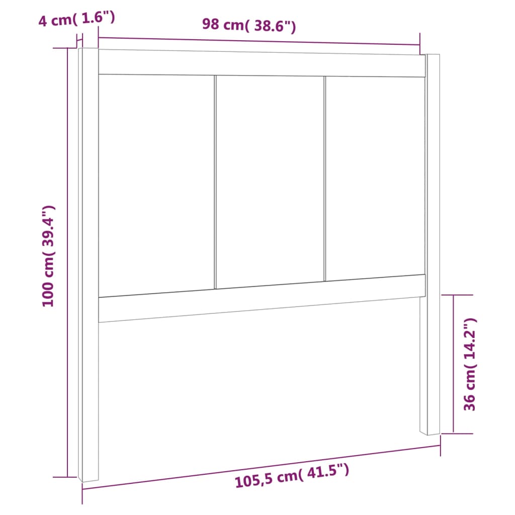 vidaXL Горна табла за легло, меденокафява, 105,5x4x100 см, бор масив