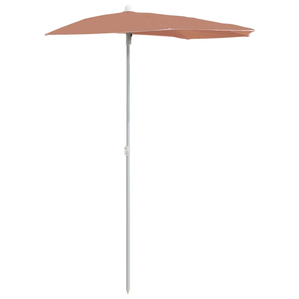 vidaXL Градински полукръгъл чадър с прът 180x90 см теракота