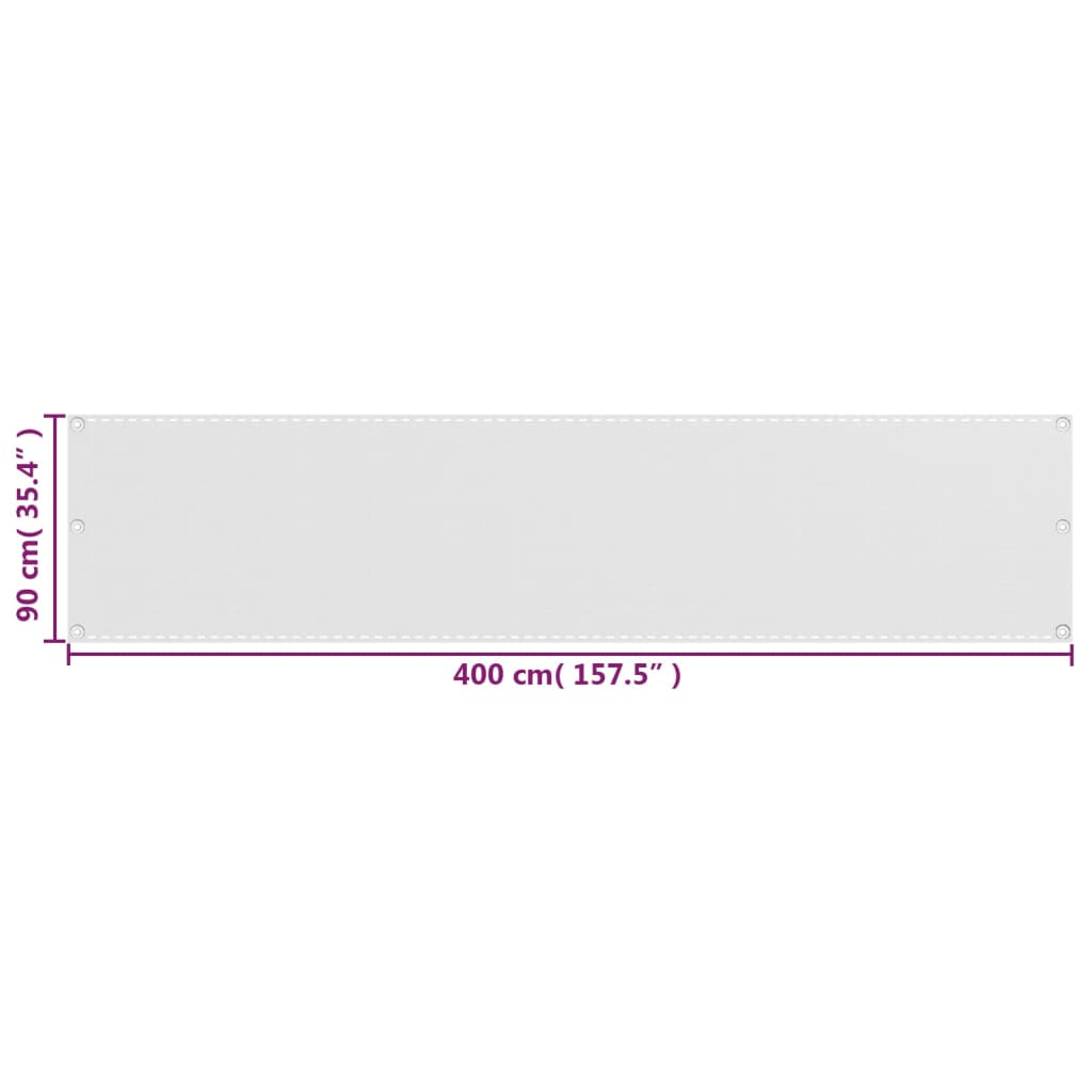 vidaXL Балконски екран, HDPE, 90x400 см, бял