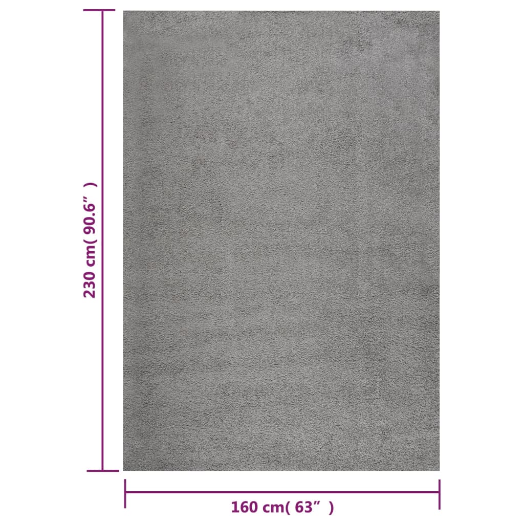 vidaXL Шаги килим с дълъг косъм, сив, 160x230 см
