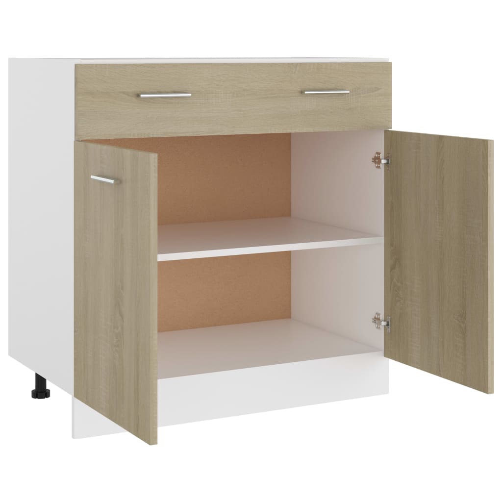 vidaXL Долен шкаф с чекмеджета, дъб сонома, 80x46x81,5 см, ПДЧ