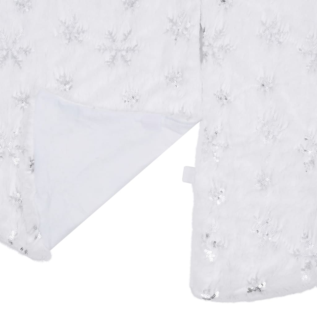 vidaXL Луксозна пола за коледна елха, бяла, 90 см, изкуствена кожа