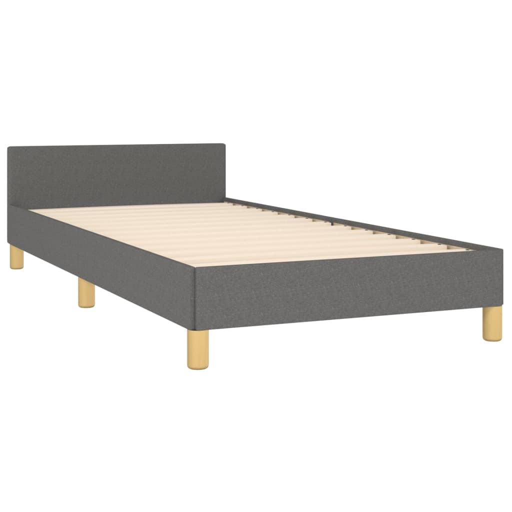 vidaXL Рамка за легло с табла, тъмносива,100x200 см плат