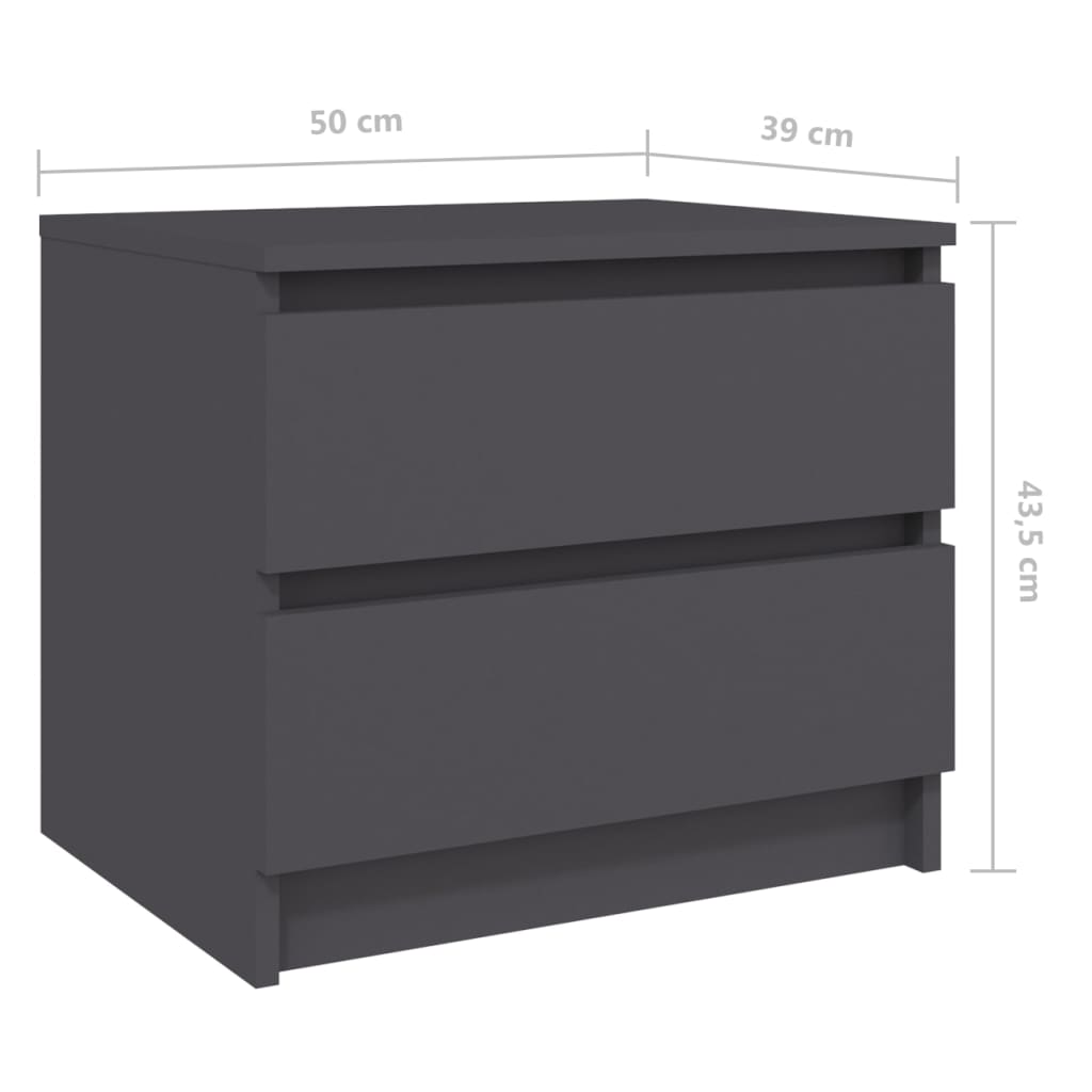 vidaXL Нощно шкафче, сивo, 50x39x43,5 см, ПДЧ