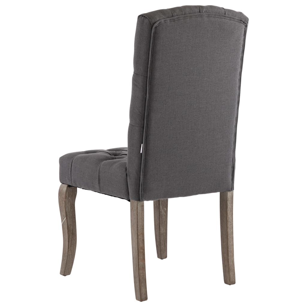 vidaXL Трапезни столове, 2 бр, сиви, текстил имитация лен