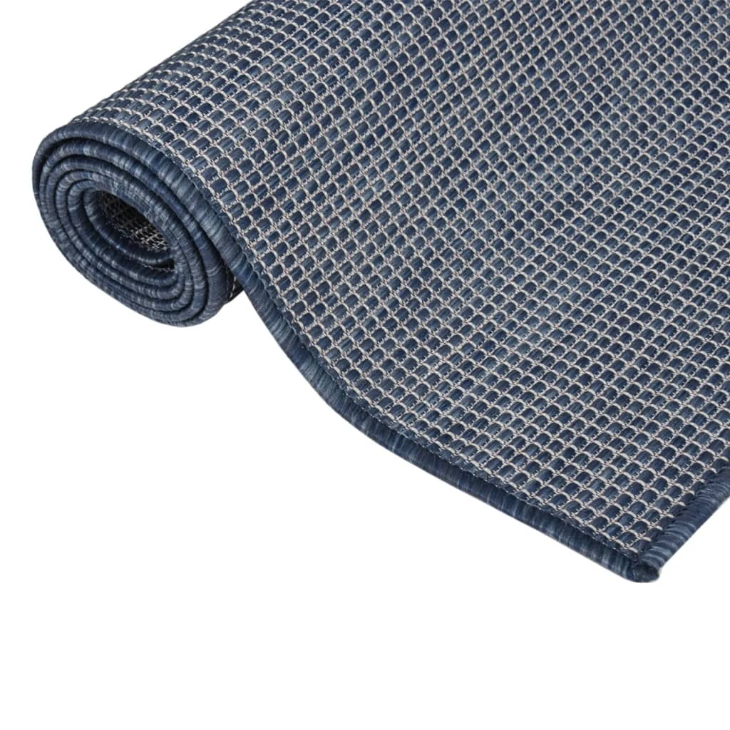 vidaXL Градински плоскотъкан килим, 120x170 см, син