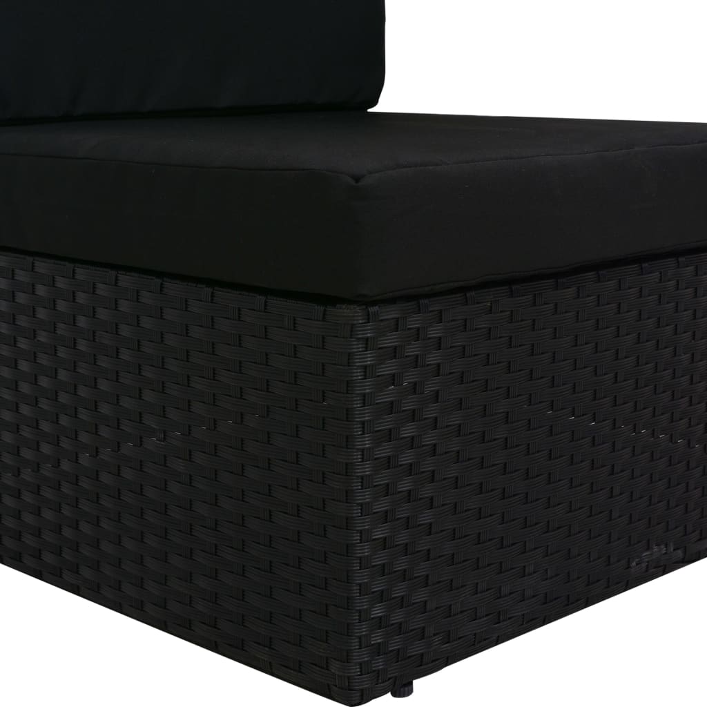 vidaXL Триместен модулен диван, полиратан, черен