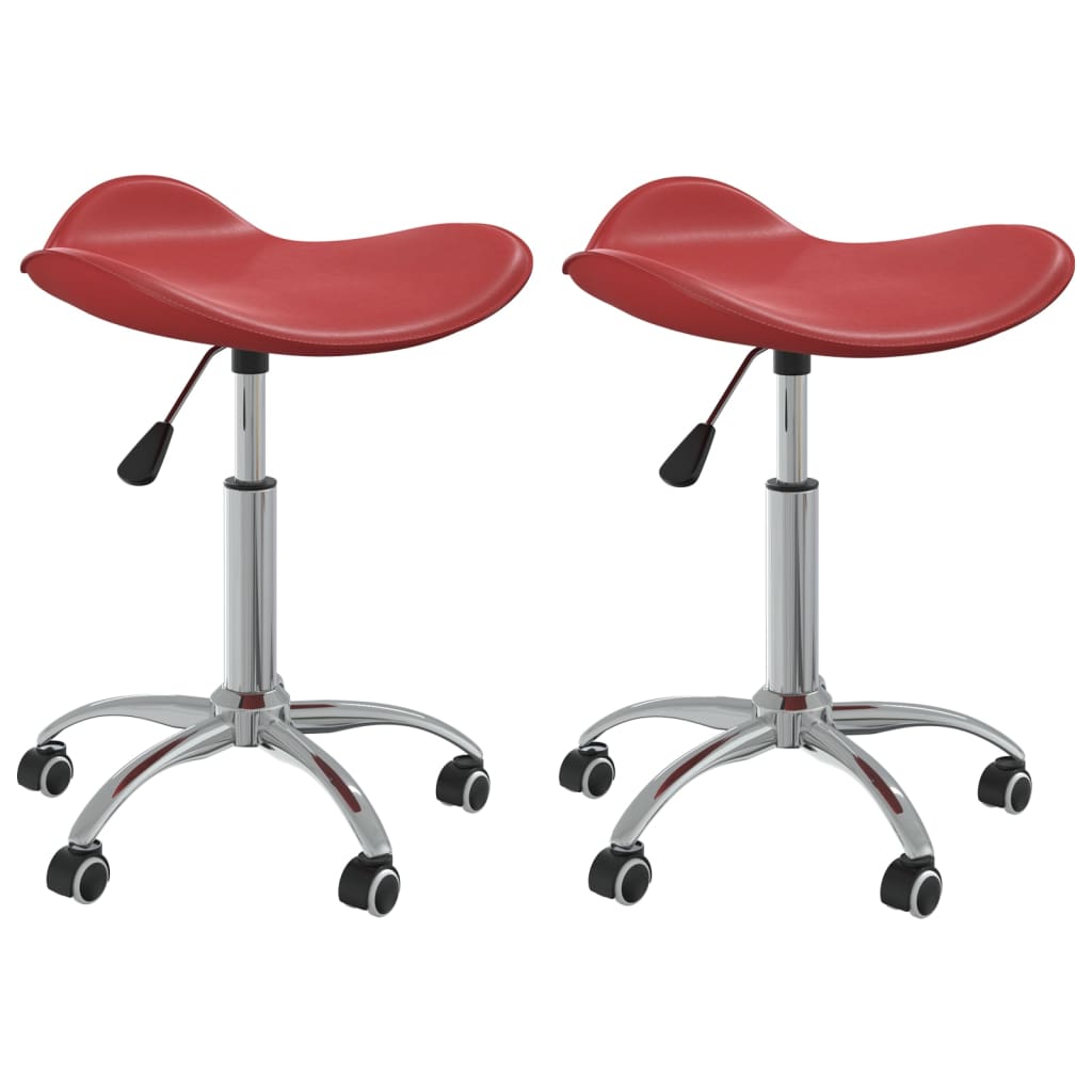 vidaXL Въртящи се трапезни столове 2 бр виненочервени изкуствена кожа