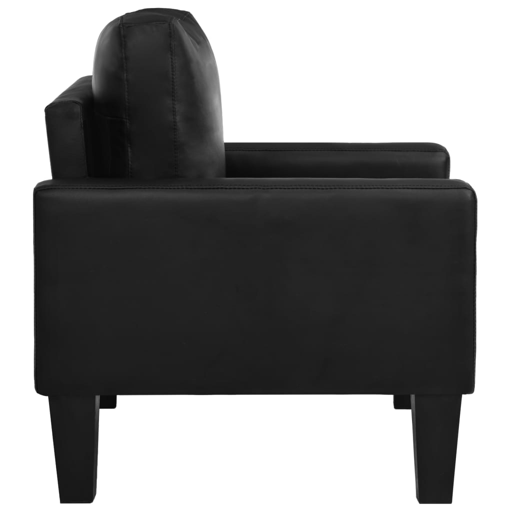 vidaXL 2-местен диван, изкуствена кожа, черен
