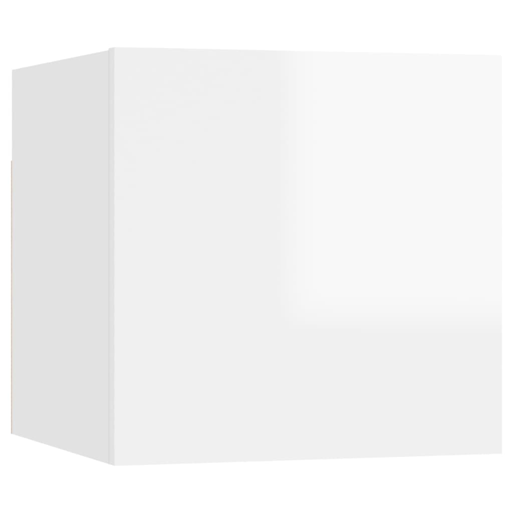 vidaXL ТВ шкафове за стенен монтаж, 8 бр, бял гланц, 30,5x30x30 см