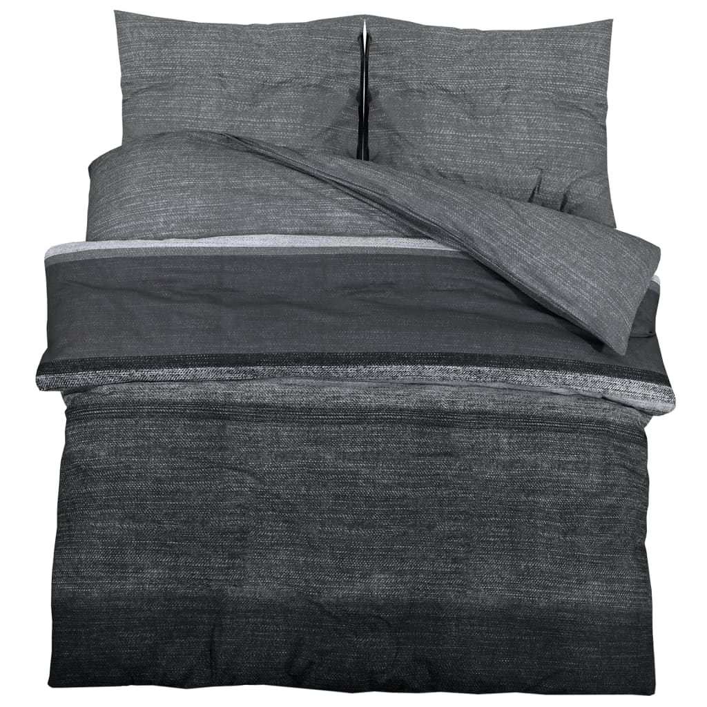 vidaXL Комплект спално бельо, тъмносив, 140x200 см, памук