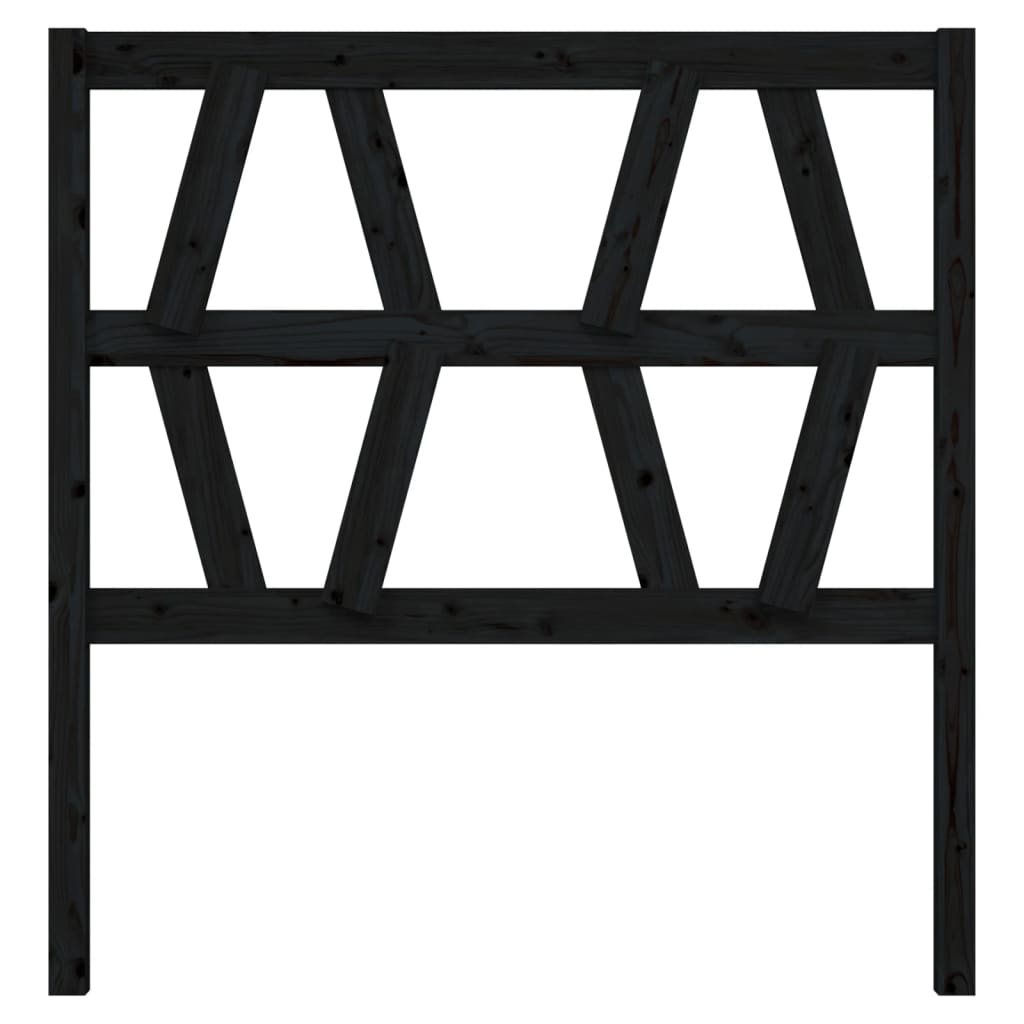 vidaXL Горна табла за легло, черна, 106x4x100 см, бор масив