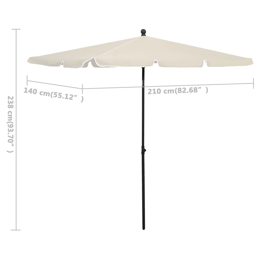 vidaXL Градински чадър с прът, 210x140 см, пясъчен