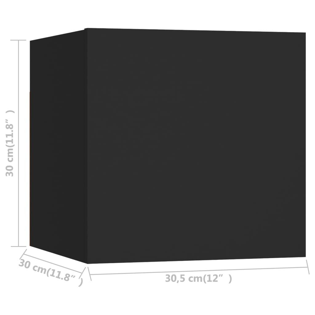 vidaXL ТВ шкафове за стенен монтаж, 2 бр, черни, 30,5x30x30 см