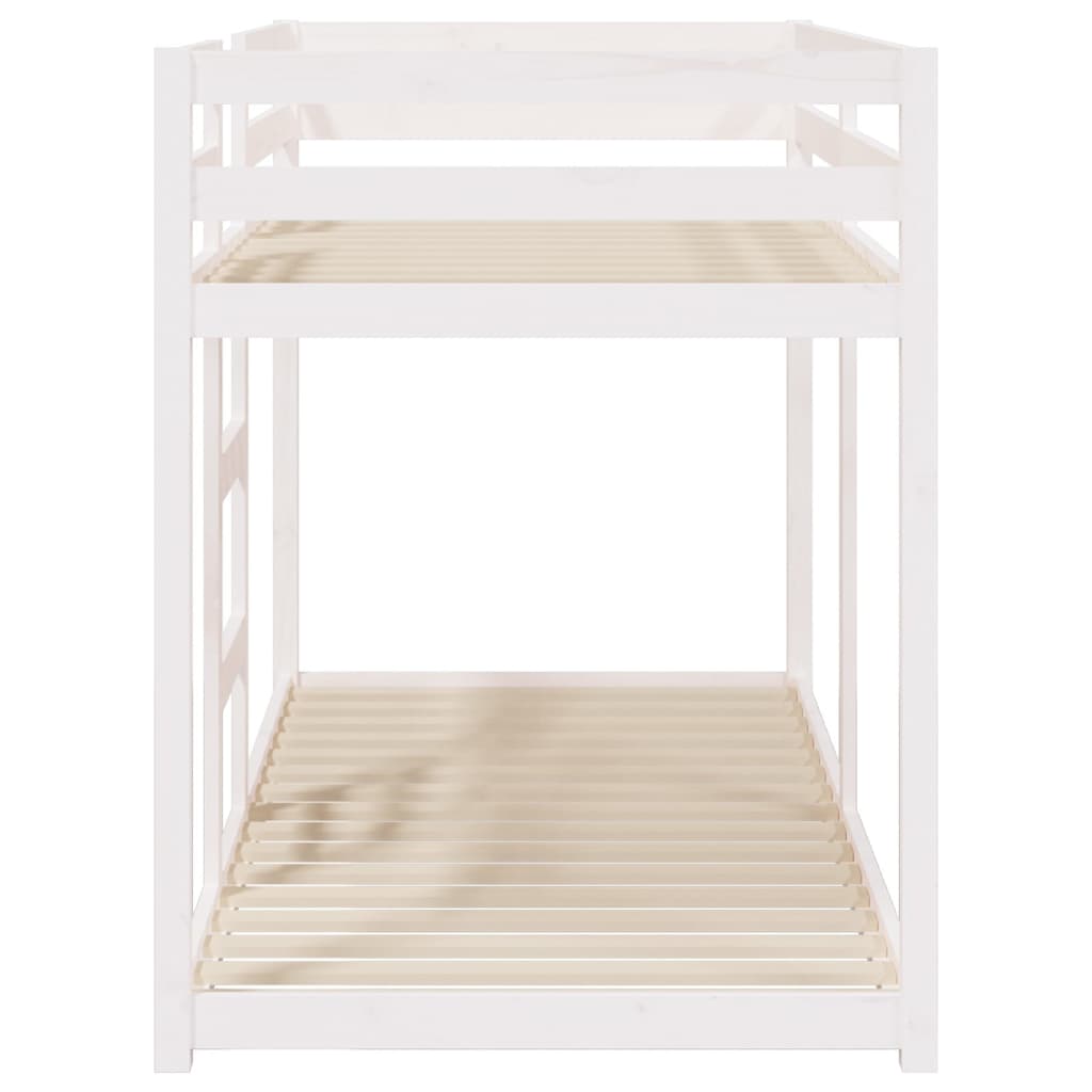 vidaXL Двуетажно легло, бяло, 90x200 см, борово дърво масив