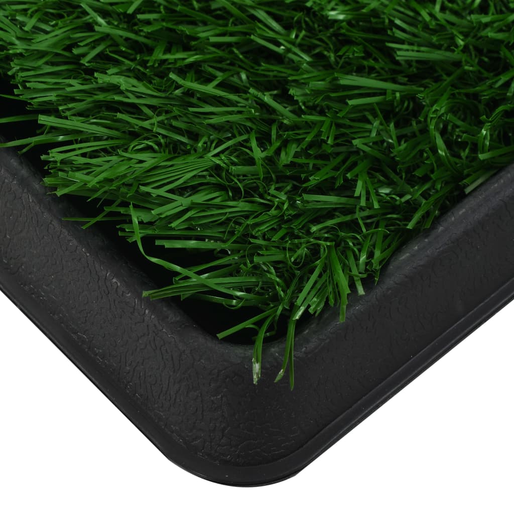vidaXL Кучешка тоалетна с тава и изкуствена трева, зелена, 64x51x3 см