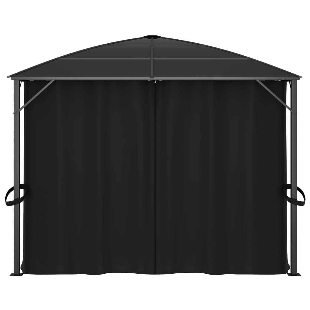 vidaXL Градинска шатра със завеси, 400x300x265 см, антрацит