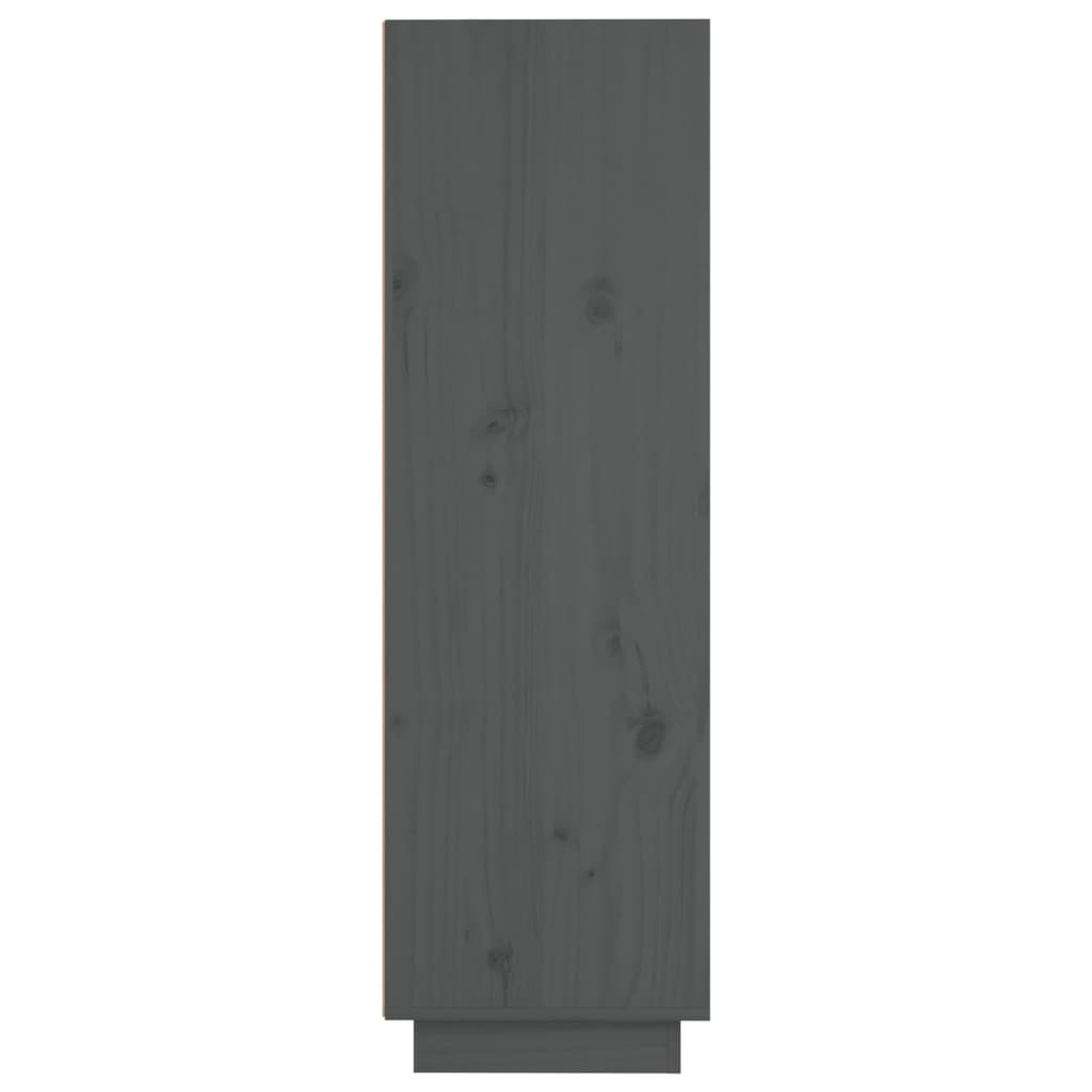 vidaXL Висок шкаф, сив, 37x34x110 см, борово дърво масив