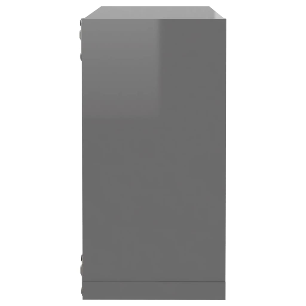 vidaXL Стенни кубични рафтове, 6 бр, сив гланц, 30x15x30 см