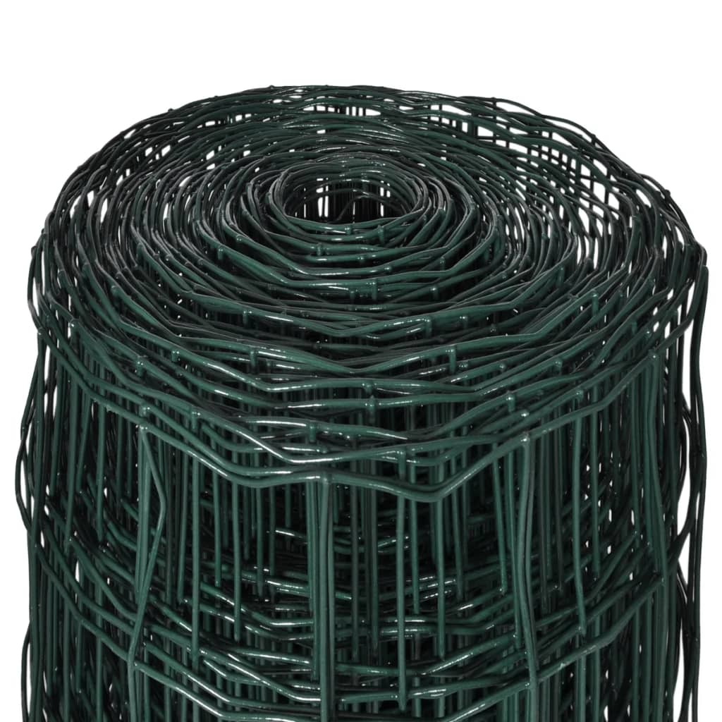 vidaXL Оградна мрежа, стомана, 25 x 1,5 м, зелена