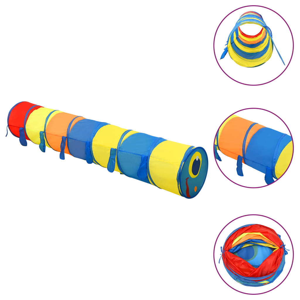 vidaXL Детски тунел за игра с 250 топки многоцветен 245 см полиестер