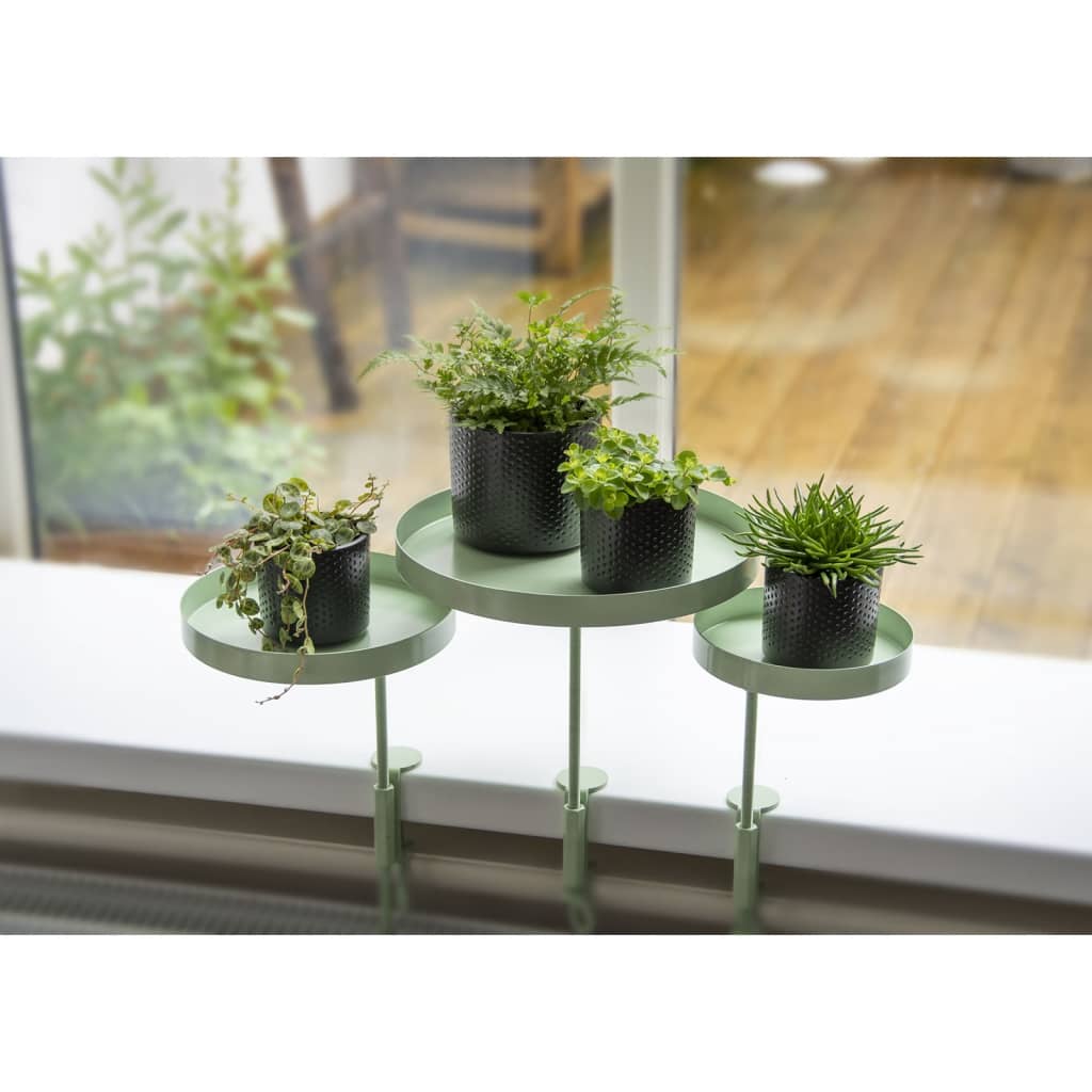 Esschert Design Подложка за растения със скоба кръгла зелена M