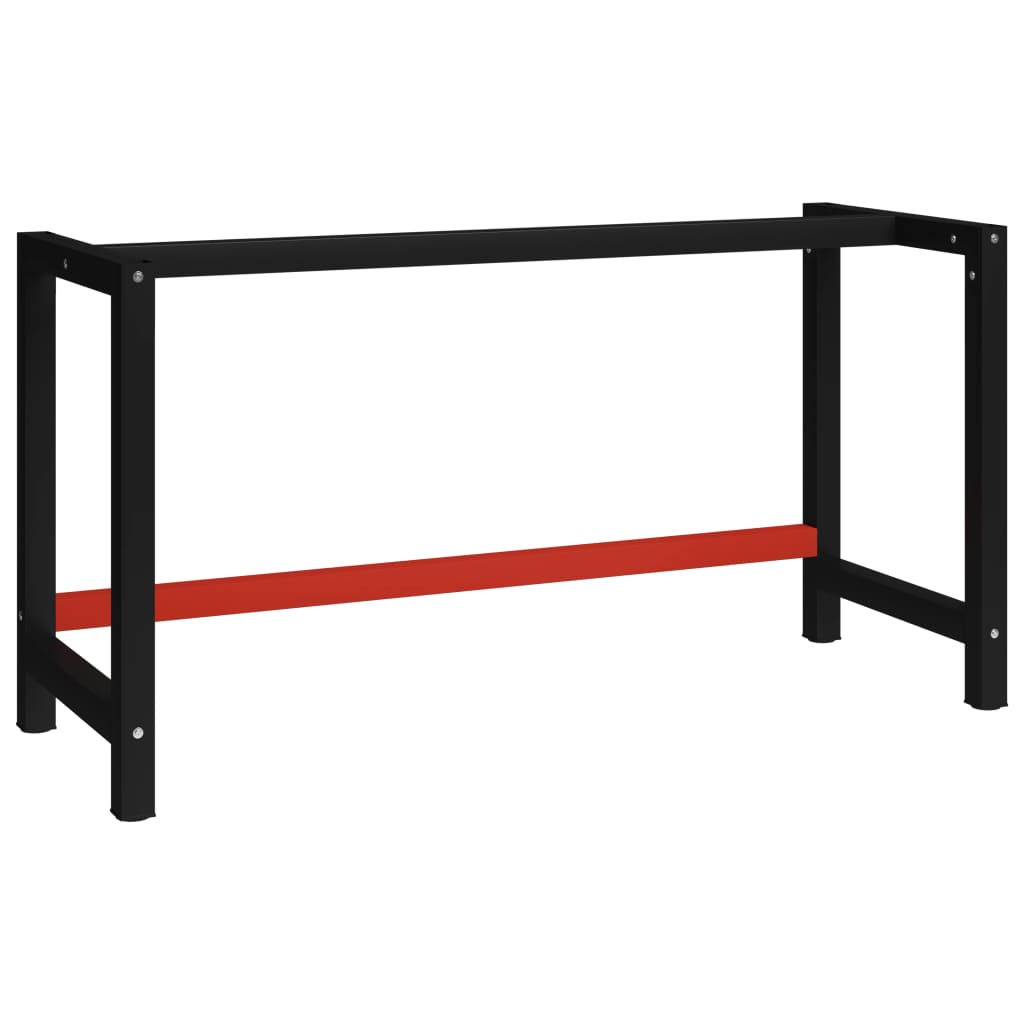 vidaXL Рамка за работна маса, метал, 150x57x79 см, черно и червено