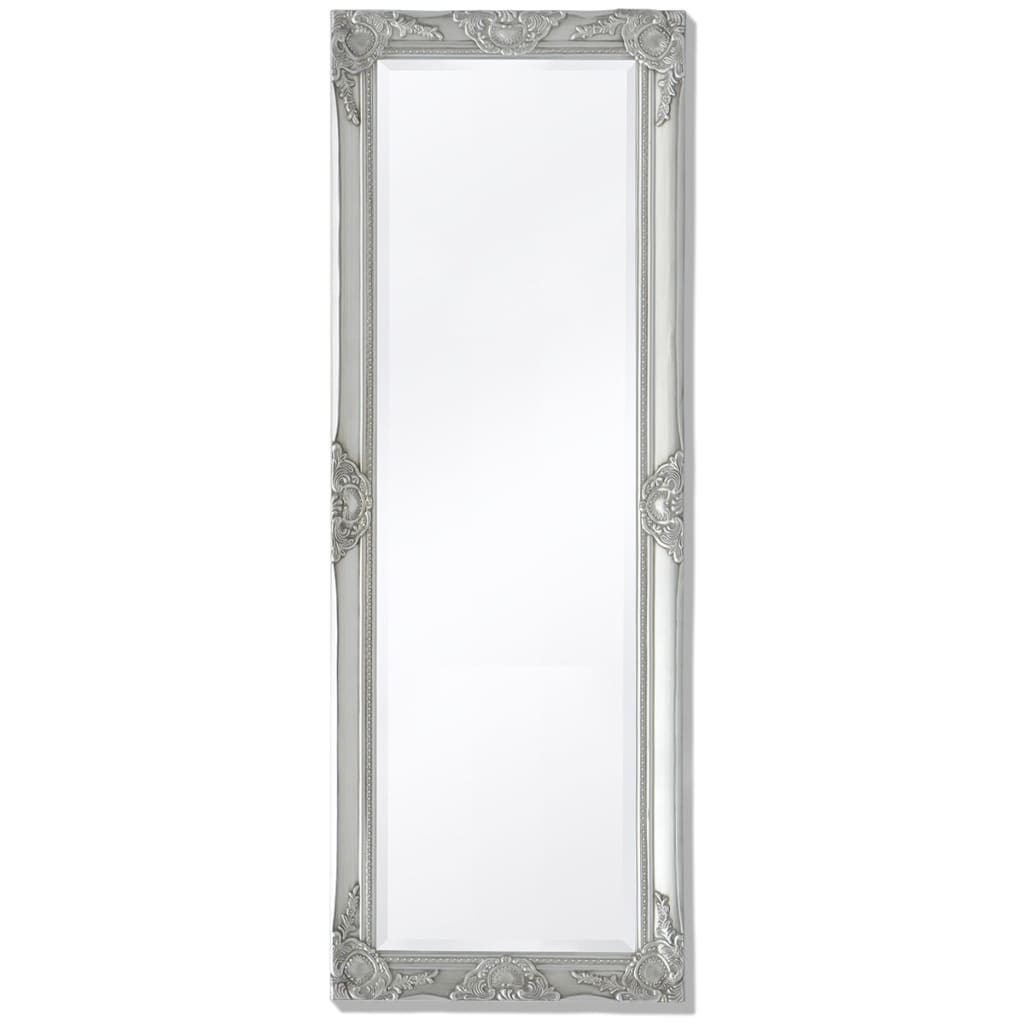 vidaXL Стенно огледало, бароков стил, 140x50 см, сребристо