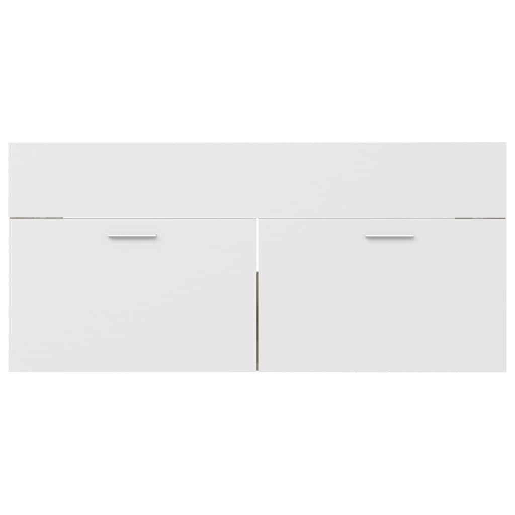 vidaXL Долен шкаф за мивка, бяло и дъб сонома, 100x38,5x46 см, ПДЧ
