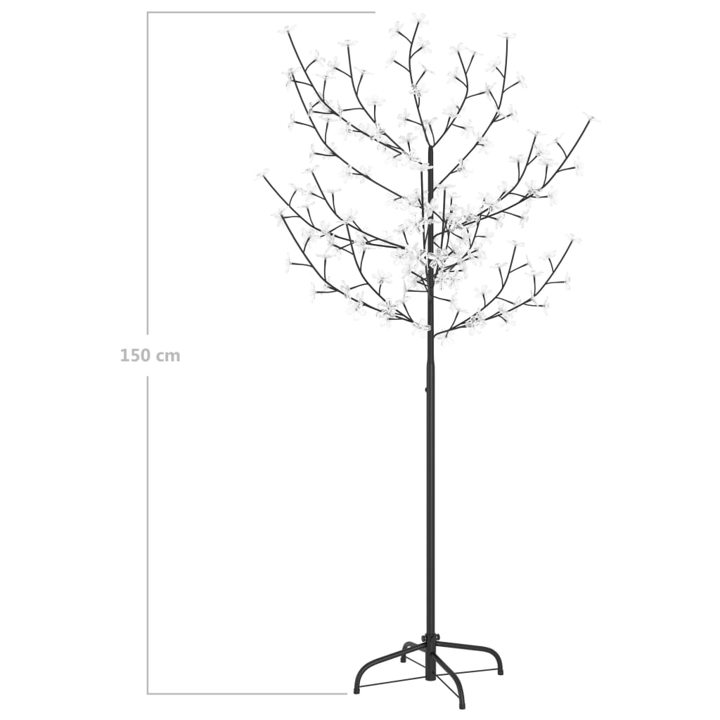 vidaXL Коледно дърво, 120 LED студено бeли, разцъфнала череша, 150 см