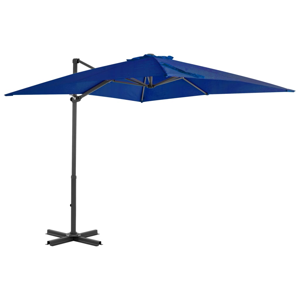 vidaXL Градински чадър чупещо рамо и алуминиев прът лазурен 250x250 см