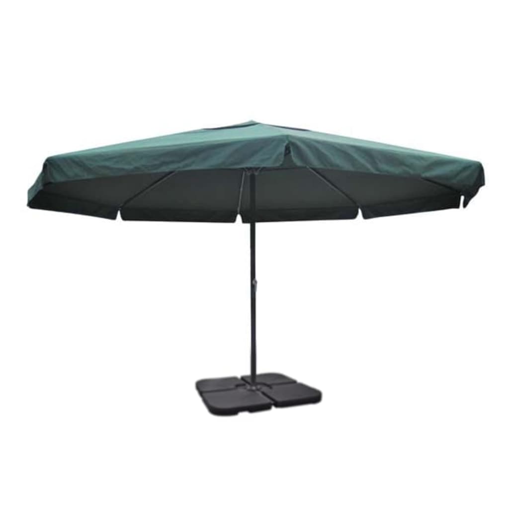 Градински чадър с алуминиева рамка, зелен и преносима стойка